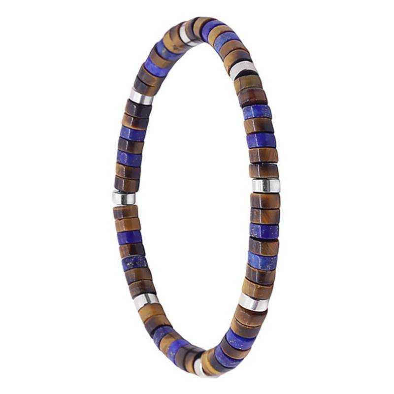 Tiger's Eye, Lapis & Heishi Bead Bracelet, Length 16 cm or 18,5 cm - Sixtystones