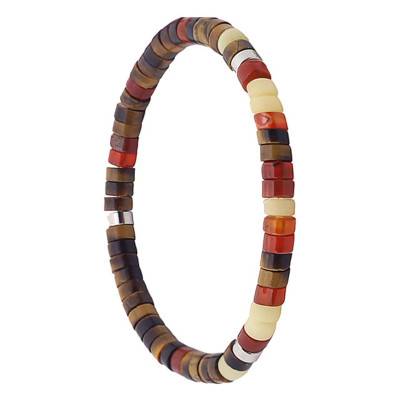 Bracelet œil de tigre, agate rouge, perles heishi, Longueur 16 cm ou 18,5 cm - Sixtystones