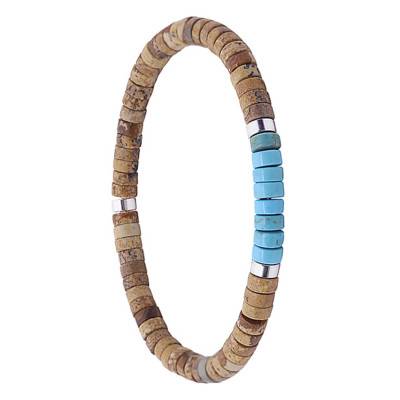 Bracelet jaspe, turquoise et perles heishi, 16 cm ou 18,5 cm - Sixtystones