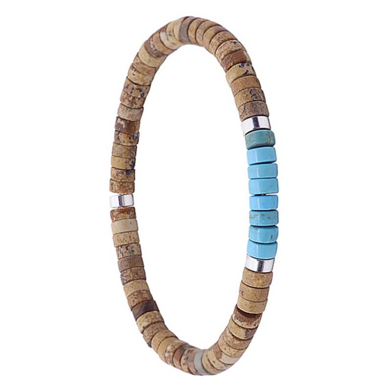Jasper & Turquoise and Heishi Beads Bracelet, Length 16 cm or 18.5 cm - Sixtystones