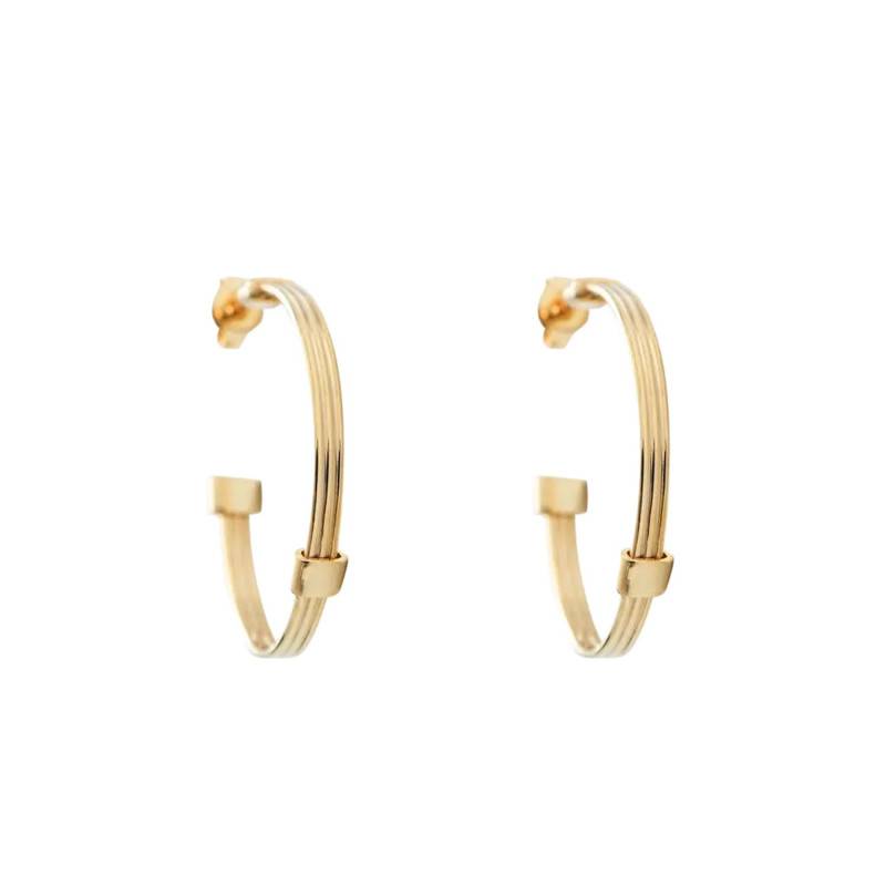 Gold-Plated Talisman Hoop Earrings, 27 mm Diameter - Skalli