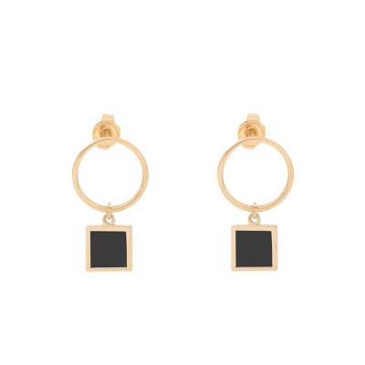 Boucles d'oreilles Boheme Onyx Plaqué Or - Skalli