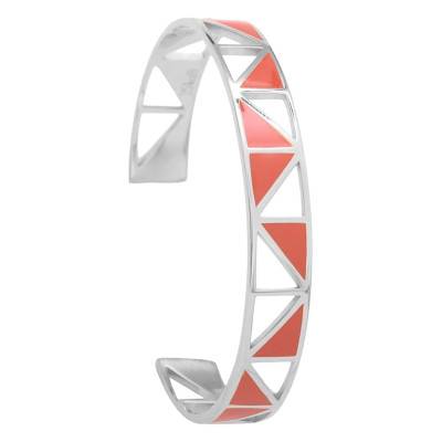 Coral 925 Silver-Plated Tropézienne Cuff Bracelet, 55 mm Diameter - BRTR06COSV - Skalli