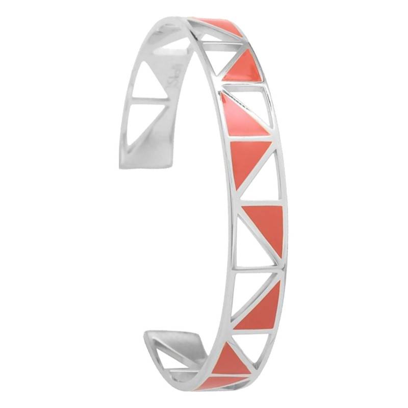 Coral 925 Silver-Plated Tropézienne Cuff Bracelet, 55 mm Diameter - BRTR06COSV - Skalli