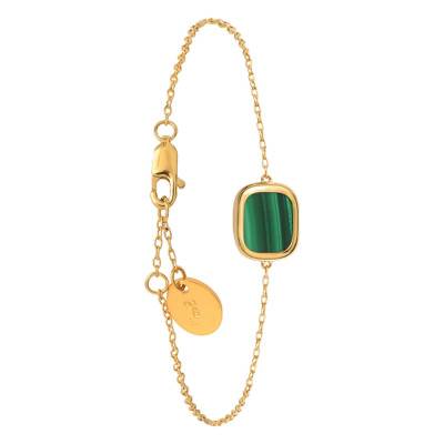 Bracelet Mykonos Malachite & Plaqué Or, Longueur 18 cm ajustable - Skalli