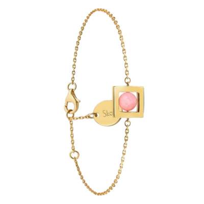 Gold-Plated Yellow Gold & Coral Balancelle Bracelet, Adjustable Length 18 cm - Skalli