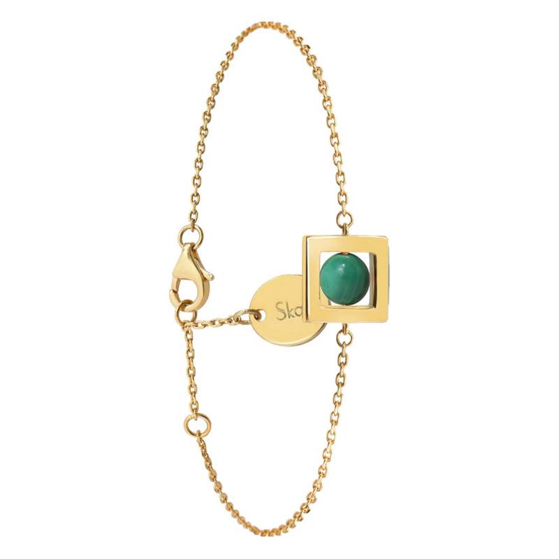 Gold-Plated Yellow Gold & Malachite Balancelle Bracelet, Adjustable Length 18 cm - Skalli