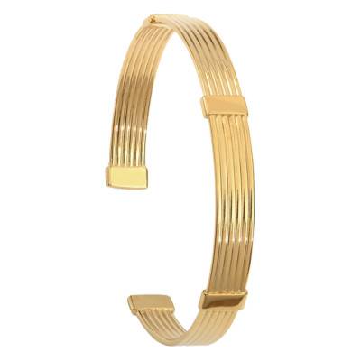 Talisman Yellow Gold-Plated Open Bangle, Diameter 55 mm, Width 9 mm - Skalli