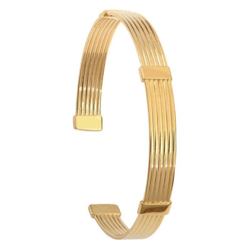 Talisman Yellow Gold-Plated Open Bangle, Diameter 55 mm, Width 9 mm - Skalli