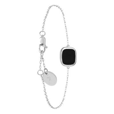 Bracelet Mykonos Onyx & Argent 925, Longueur 18 cm ajustable - Skalli