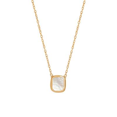 Petit Collier Mykonos Nacre Blanche & Plaqué Or, Longueur 44 cm - Skalli