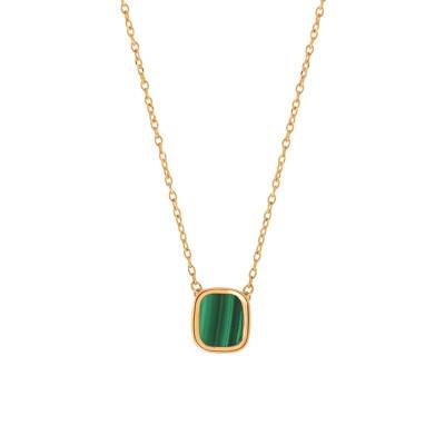 Gold-Plated & Malachite Small Mykonos Necklace, Length 44 cm - Skalli