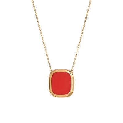 Yellow Gold-Plated Coral Mykonos Small Necklace, 44 cm Length - Skalli