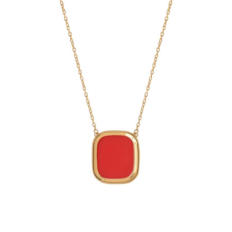 Yellow Gold-Plated Coral Mykonos Small Necklace, 44 cm Length - Skalli