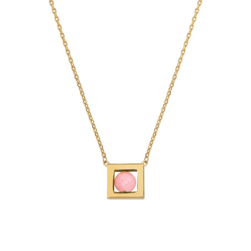 Gold-Plated Coral Balancelle Necklace, Adjustable Length 40 cm - Skalli