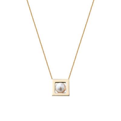 Gold-Plated Yellow Gold & Freshwater Pearl Balancelle Necklace, Adjustable Length 40 cm - Skalli