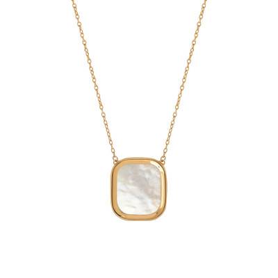 Mykonos Yellow Gold-Plated & Mother-of-Pearl Necklace, 45 cm Length - Skalli