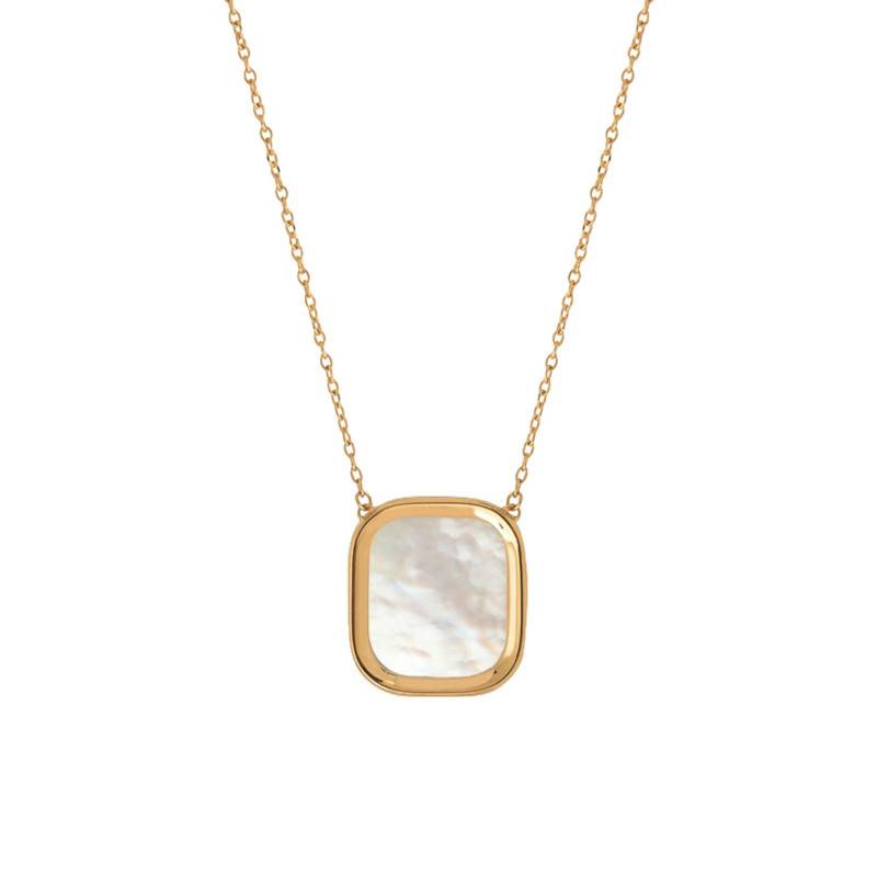 Mykonos Yellow Gold-Plated & Mother-of-Pearl Necklace, 45 cm Length - Skalli