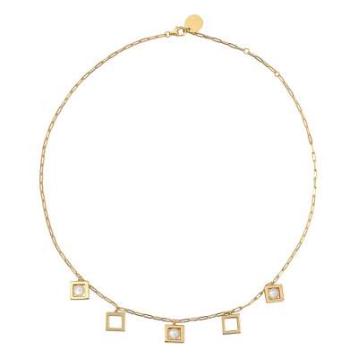 Gold-Plated Yellow Gold & Freshwater Pearl Balancelle Necklace, Adjustable Length 45 cm - Skalli