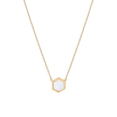 Gold-Plated & Mother-of-Pearl Honey Necklace, 45 cm Length - Skalli
