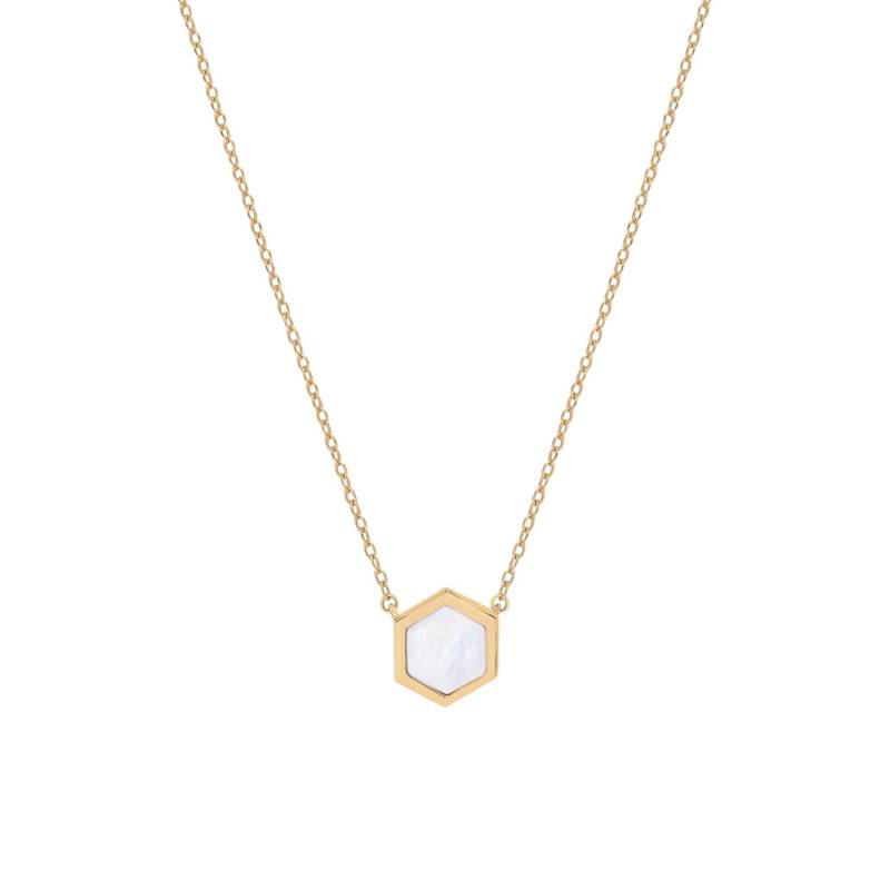 Gold-Plated & Mother-of-Pearl Honey Necklace, 45 cm Length - Skalli