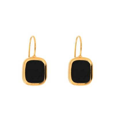 Boucles d'oreilles Mykonos Onyx & Plaqué Or - Skalli