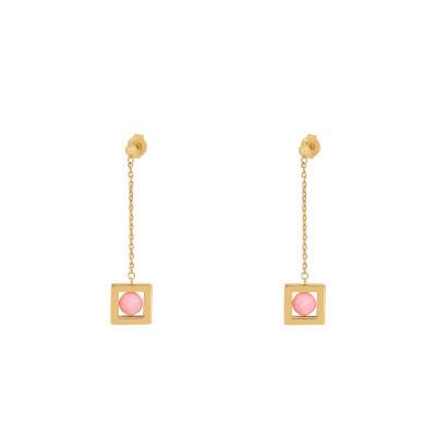 Boucles d'oreilles Balancelle Corail Rosé & Plaqué Or - Skalli