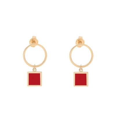 Boucles d'oreilles Boheme Corail, Plaqué Or - Skalli