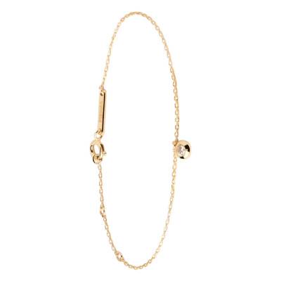 Bracelet Solitaire Sand en Argent Doré & Zircon Blanc, Longueur 15 à 18 cm - PU01-792 - Pdpaola