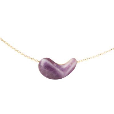 Collier Améthyste Aura en Argent Doré, Longueur 40 à 50 cm - CO01-996 - Pdpaola