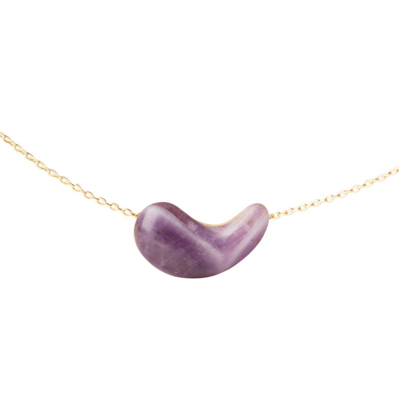 Aura Gold-Plated 925 Silver & Amethyst Necklace, Length 40 cm to 50 cm - CO01-996 - Pdpaola