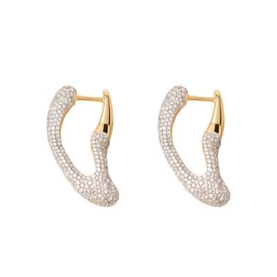 Créoles Pavé Sense en Argent Doré & Zircons Blancs - AR01-D63 - Pdpaola