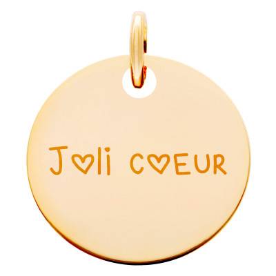 Médaille Joli Coeur en Plaqué Or Jaune, Diamètre 19 mm - Lumiosa