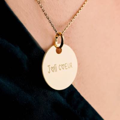 Médaille Joli Coeur en Plaqué Or Jaune, Diamètre 19 mm - Lumiosa