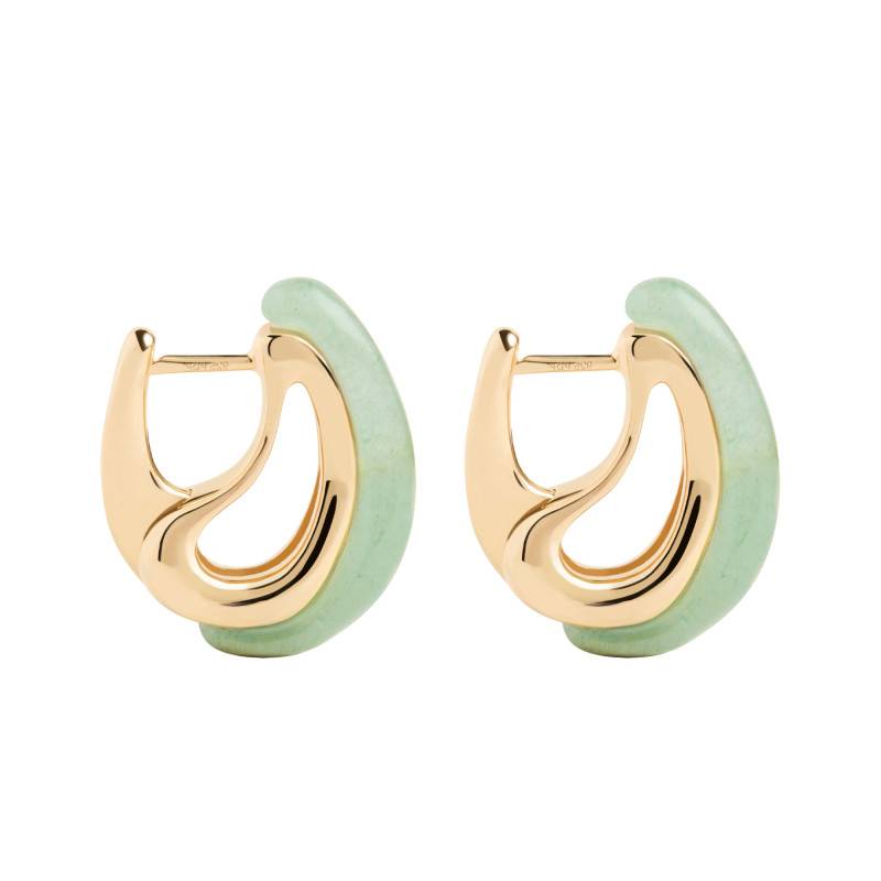 Brisa Hoop Earrings in 925/1000 Gold-Plated Silver & Green Aventurine - AR01-D52 - Pdpaola