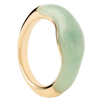 Bague Nami en Argent Doré & Aventurine Verte - AN01-D49 - Pdpaola