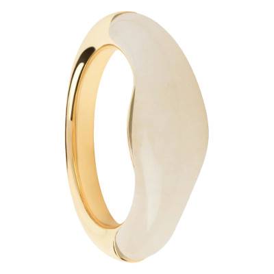 Nami 925/1000 Yellow Gold-Plated Silver & White Quartz Ring - AN01-D48 - Pdpaola