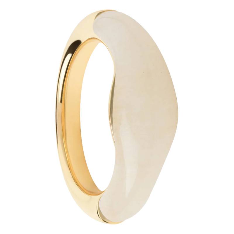 Nami 925/1000 Yellow Gold-Plated Silver & White Quartz Ring - AN01-D48 - Pdpaola