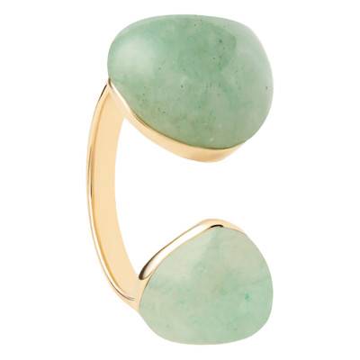 Gravity Green Aventurine 925/1000 Yellow Gold-Plated Silver Ring - AN01-D39 - Pdpaola
