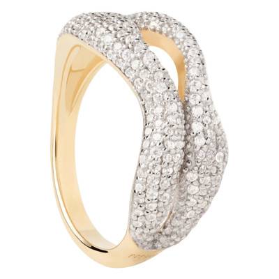 Bague Pavé Sense en Argent Doré & Zircons Blancs - AN01-D36 - Pdpaola
