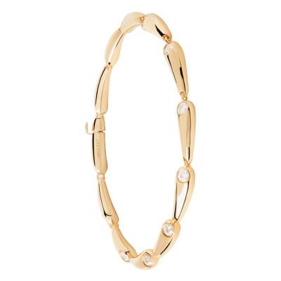 Bracelet Caramelle en Argent Doré & Zircons Blancs, Longueur 18 ou 21 cm - PU01-932 - Pdpaola