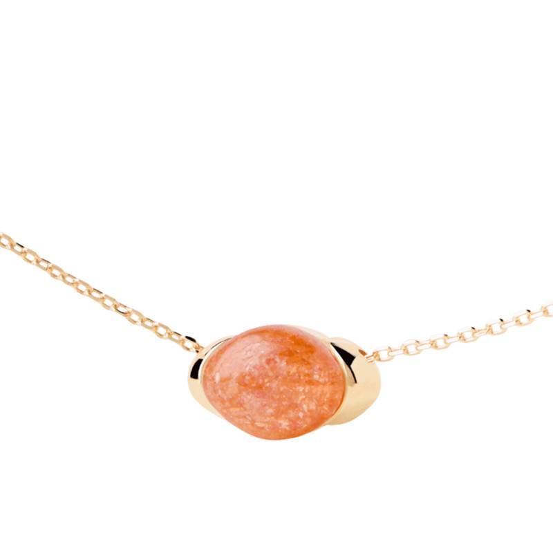 Bay Gold-Plated 925 Silver & Sunstone Necklace, Length 40 cm to 50 cm - CO01-A24 - Pdpaola