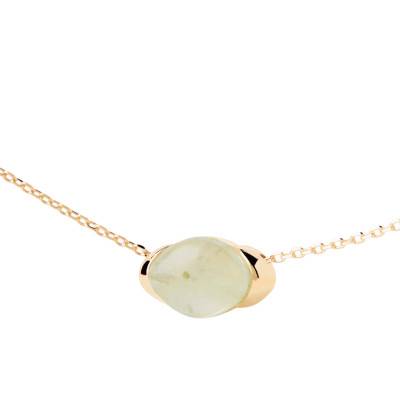 Bay Gold-Plated 925 Silver & Prehnite Necklace, Length 40 cm to 50 cm - CO01-A22 - Pdpaola