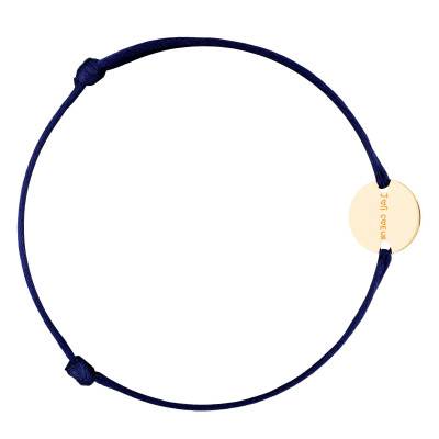 Bracelet Cordon Médaille Joli Coeur en Plaqué Or Jaune, Longueur Ajustable - Lumiosa