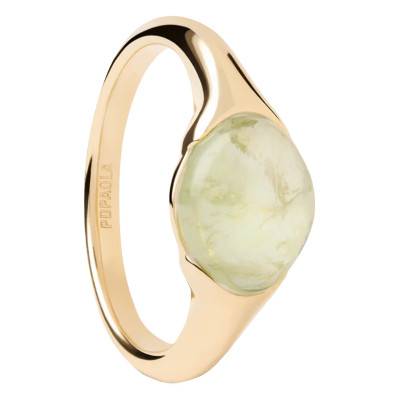 Bague Bay en Argent Doré & Prehnite Verte - AN01-D93 - Pdpaola