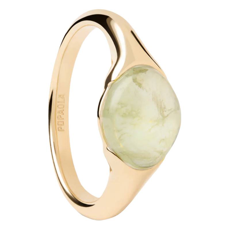 Bay 925/1000 Silver Yellow Gold-Plated & Green Prehnite Ring - AN01-D93 - Pdpaola