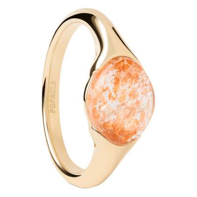 Bague Bay en Argent Doré & Pierre de Soleil - AN01-D73 - Pdpaola