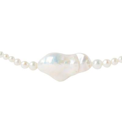 La Perla Gold-Plated 925 Silver & Freshwater Pearl Necklace, Length 38 cm or 42 cm - CO01-A63 - Pdpaola