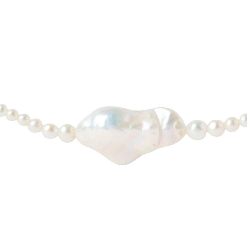 La Perla Gold-Plated 925 Silver & Freshwater Pearl Necklace, Length 38 cm or 42 cm - CO01-A63 - Pdpaola