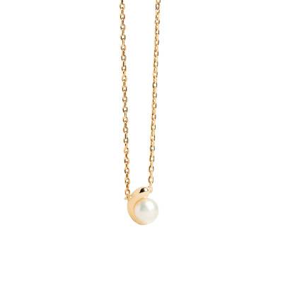 La Perla Solitaire 925/1000 Gold-Plated Silver & Freshwater Pearl Necklace, Length 40 cm to 50 cm - CO01-A61 - Pdpaola